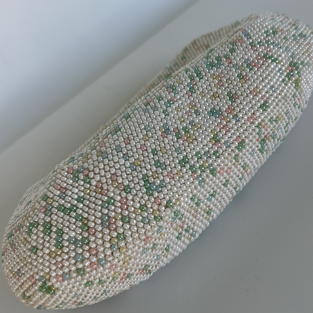 Vintage 1960s Candy Candy Button Beaded Clutch Evening Purse - Picture 9 of 12